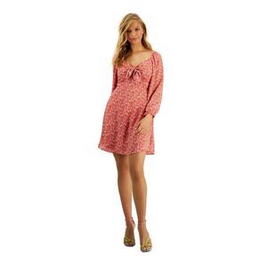 BAR III DRESSES Womens Red 3/4 Sleeve V Neck Above The Knee Shift Dress S
